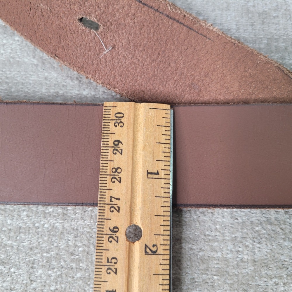 Timberland Mens Size 32 Brown Genuine Leather Belt Contrast Stitch Brass Buckle - Picture 5 of 9